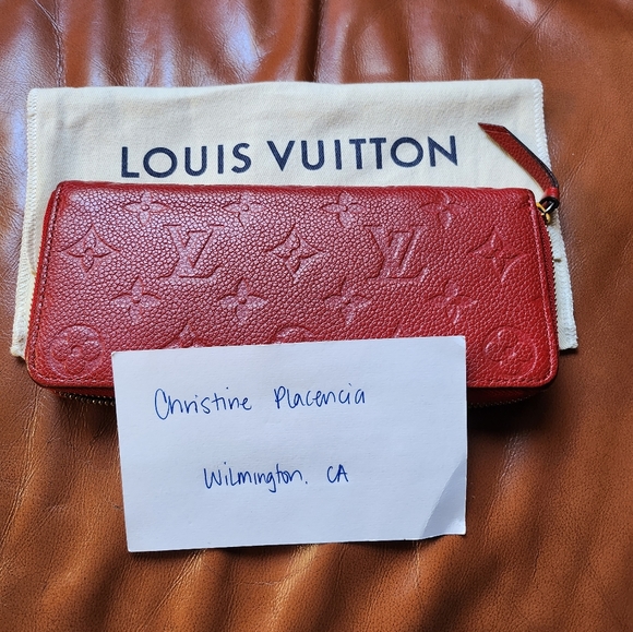 Louis Vuitton Red Clemence Wallet - Picture 1 of 16